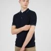 Short-Sleeve Textured-Front Knit Polo - Dark Navy