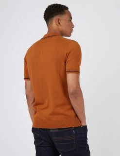 Short-Sleeve Textured-Front Knit Polo - Caramel 8 Short-Sleeve Textured-Front Knit Polo - Caramel -clothing Shop 65541c 371 short sleeve textured front knit polo caramel back