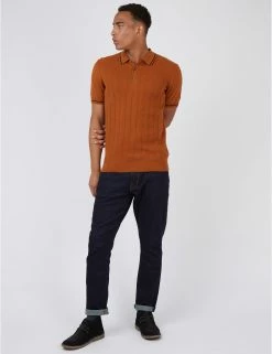 Short-Sleeve Textured-Front Knit Polo - Caramel 9 Short-Sleeve Textured-Front Knit Polo - Caramel -clothing Shop 65541c 371 short sleeve textured front knit polo caramel full