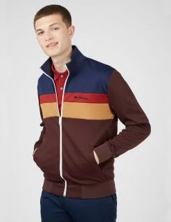 Colorblock Tricot Zip-Through Jacket - Bordeaux