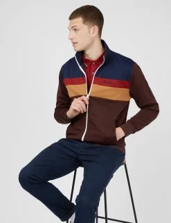 Colorblock Tricot Zip-Through Jacket - Bordeaux -clothing Shop 65566c 545 colorblock tricot zip through jacket bordeaux full