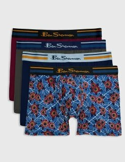 Men's 4-Pack Microfiber Boxers - Blue/Grey/Burgundy