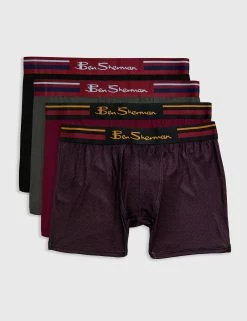 Men's 4-Pack Microfiber Boxers - Red/Burgundy/Grey/Black