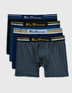 Men's 4-Pack Microfiber Boxers - Floral/Blue/Black