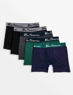 Men's 5-Pack No-Fly Cotton Stretch Boxer Briefs - Green Multi