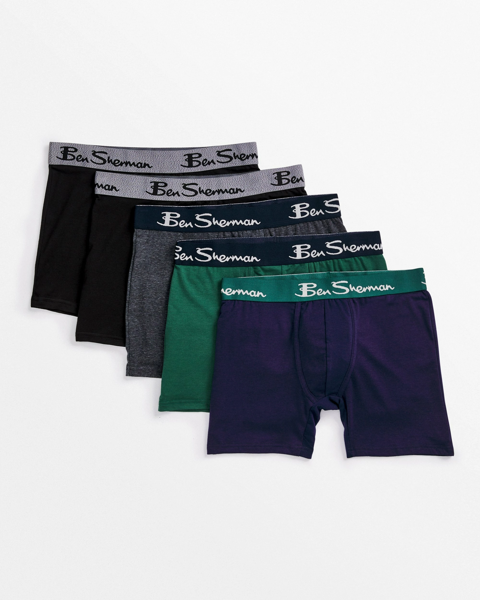 Men's 5-Pack No-Fly Cotton Stretch Boxer Briefs - Green Multi 1 Men's 5-Pack No-Fly Cotton Stretch Boxer Briefs - Green Multi