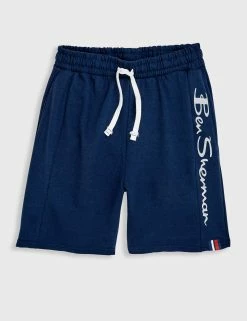 Casual Knit Logo Shorts - Navy