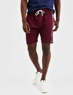 Casual Knit Logo Shorts - Burgundy