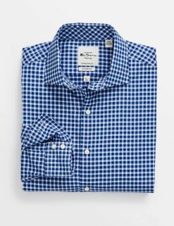 Pinpoint Check Slim Fit Dress Shirt - Teal/Blue