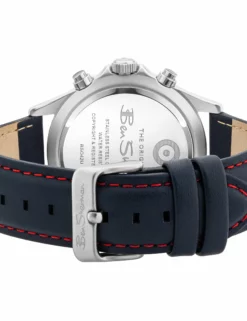 Men's Multifunction Leather Strap Watch, 44mm - Navy/White/Silver -clothing Shop BS042UBack