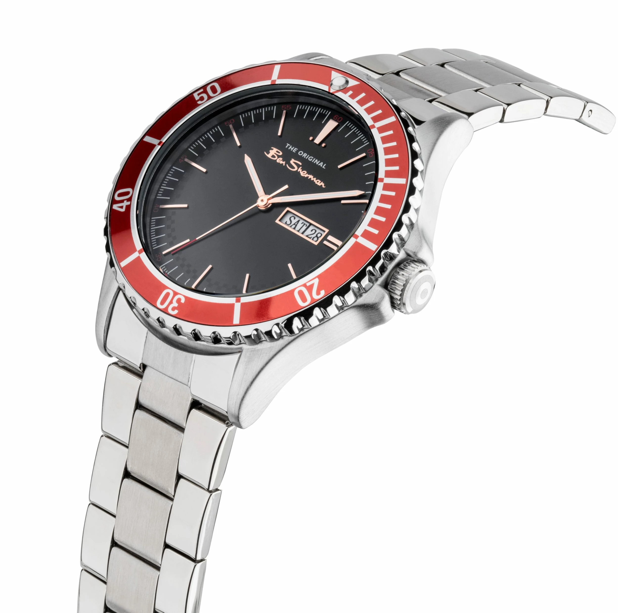 Men's Stainless Steel Strap Watch, 44mm - Silver/Black/Silver 2 Men's Stainless Steel Strap Watch, 44mm - Silver/Black/Silver - Image 2