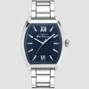 Men's Stainless Steel Bracelet Watch, 38mm - Silver/Navy/Silver