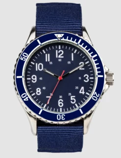 Men's Nylon Strap Watch, 41mm - Navy/Navy/Silver