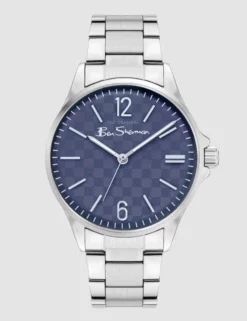 Men's Stainless Steel Bracelet Watch, 41mm - Silver/Navy/Silver