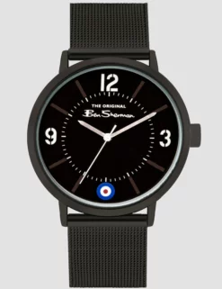 Men's Mesh Strap Watch, 41mm - Black/Black/Black