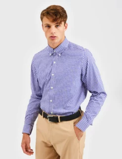 Custom Performance Gingham Shirt - Indigo -clothing Shop BS101LS NAVY 1306 f7275021 1430 48af b495 3cd3bbaa0770
