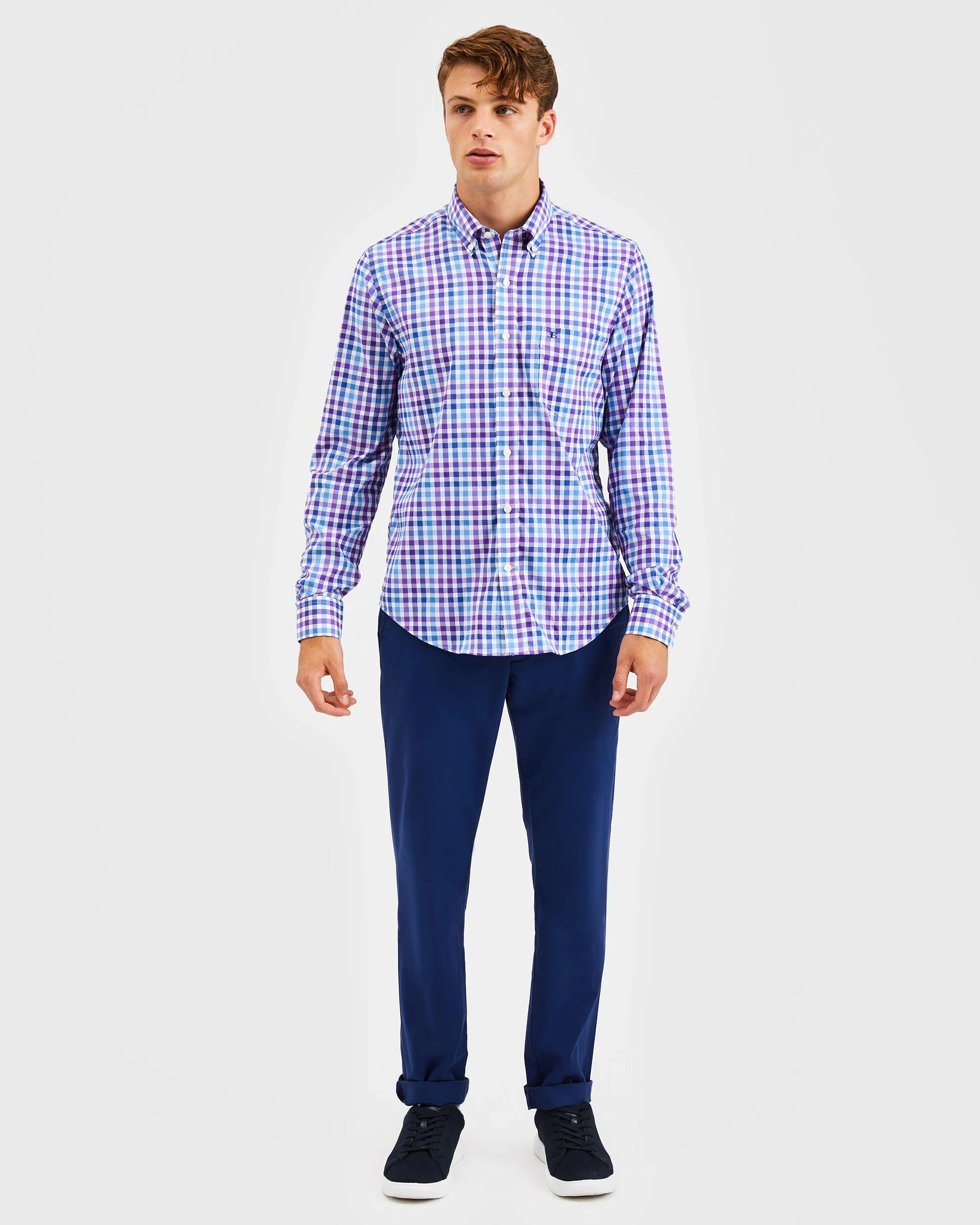 Custom Performance Gingham Shirt - Multi Blue & Purple 7 Custom Performance Gingham Shirt - Multi Blue & Purple - Image 7