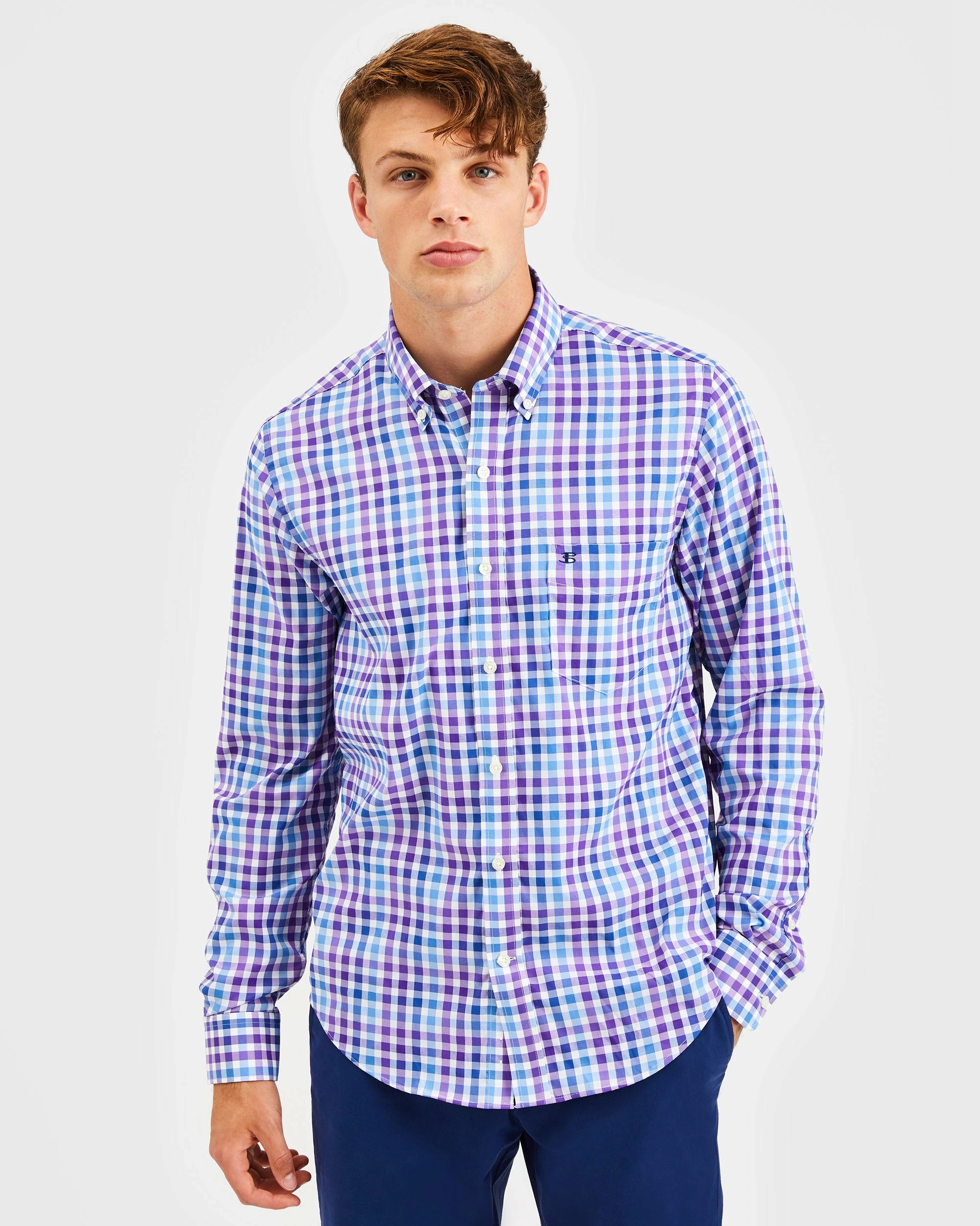 Custom Performance Gingham Shirt - Multi Blue & Purple 4 Custom Performance Gingham Shirt - Multi Blue & Purple - Image 4