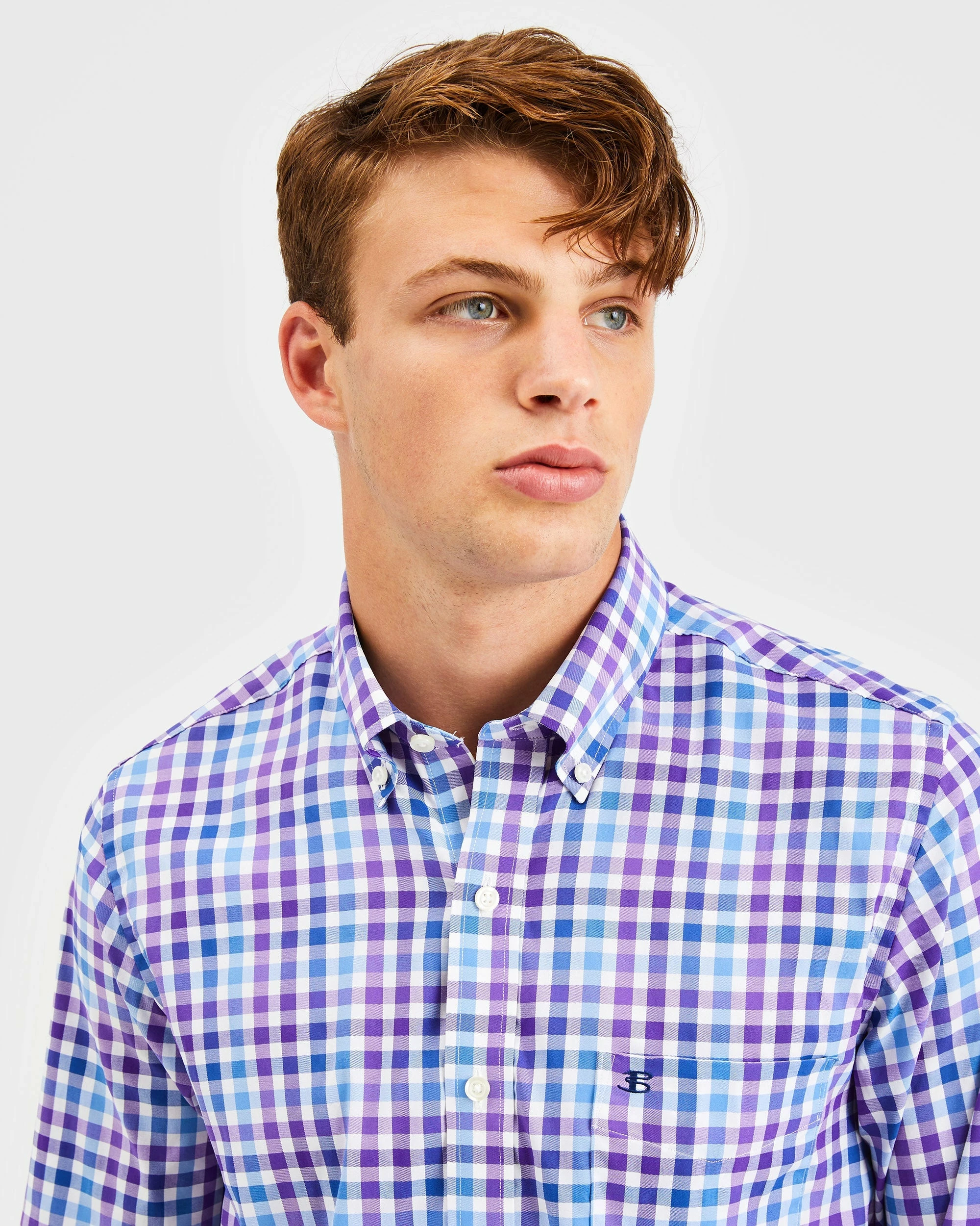Custom Performance Gingham Shirt - Multi Blue & Purple 3 Custom Performance Gingham Shirt - Multi Blue & Purple - Image 3