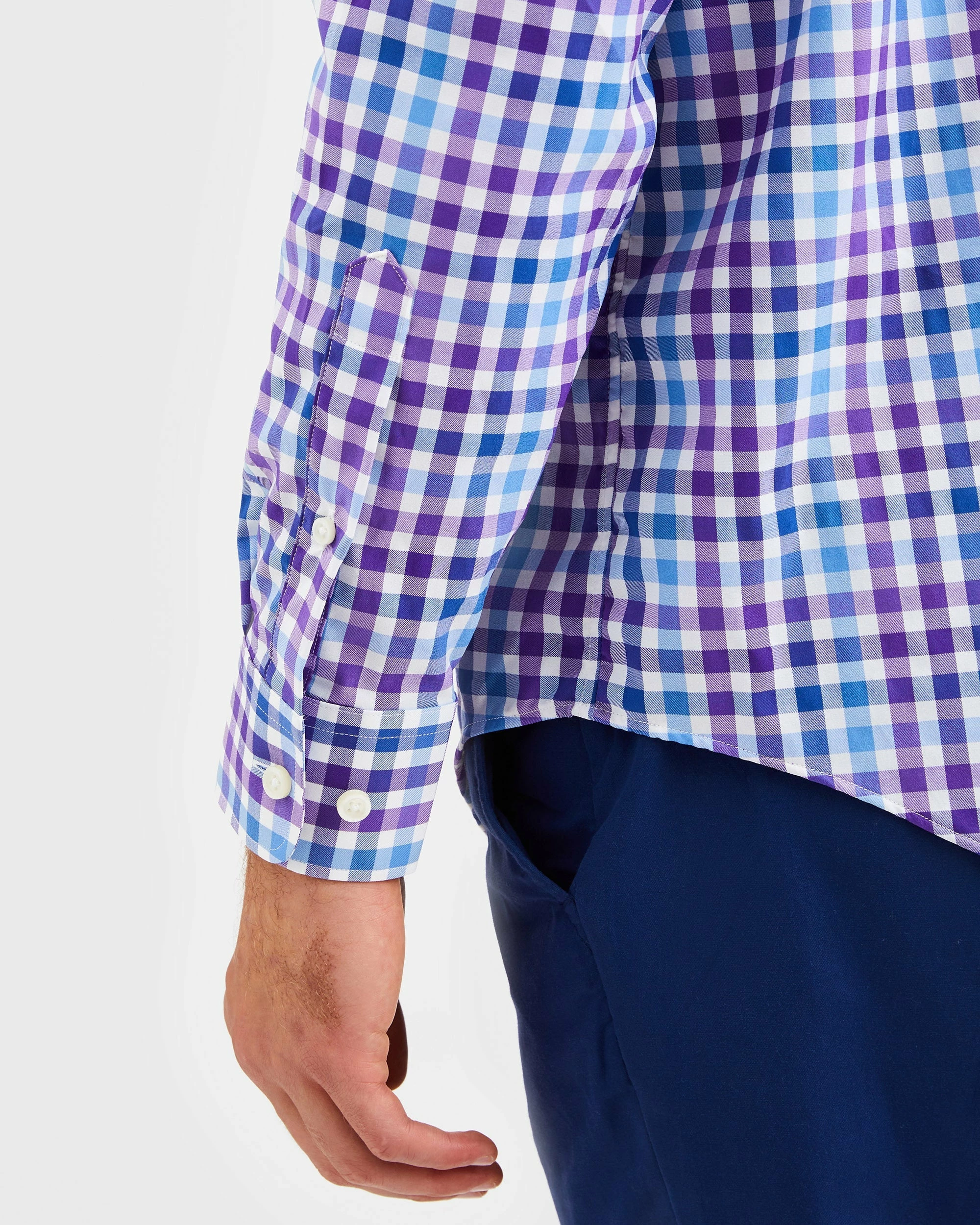 Custom Performance Gingham Shirt - Multi Blue & Purple 9 Custom Performance Gingham Shirt - Multi Blue & Purple - Image 9