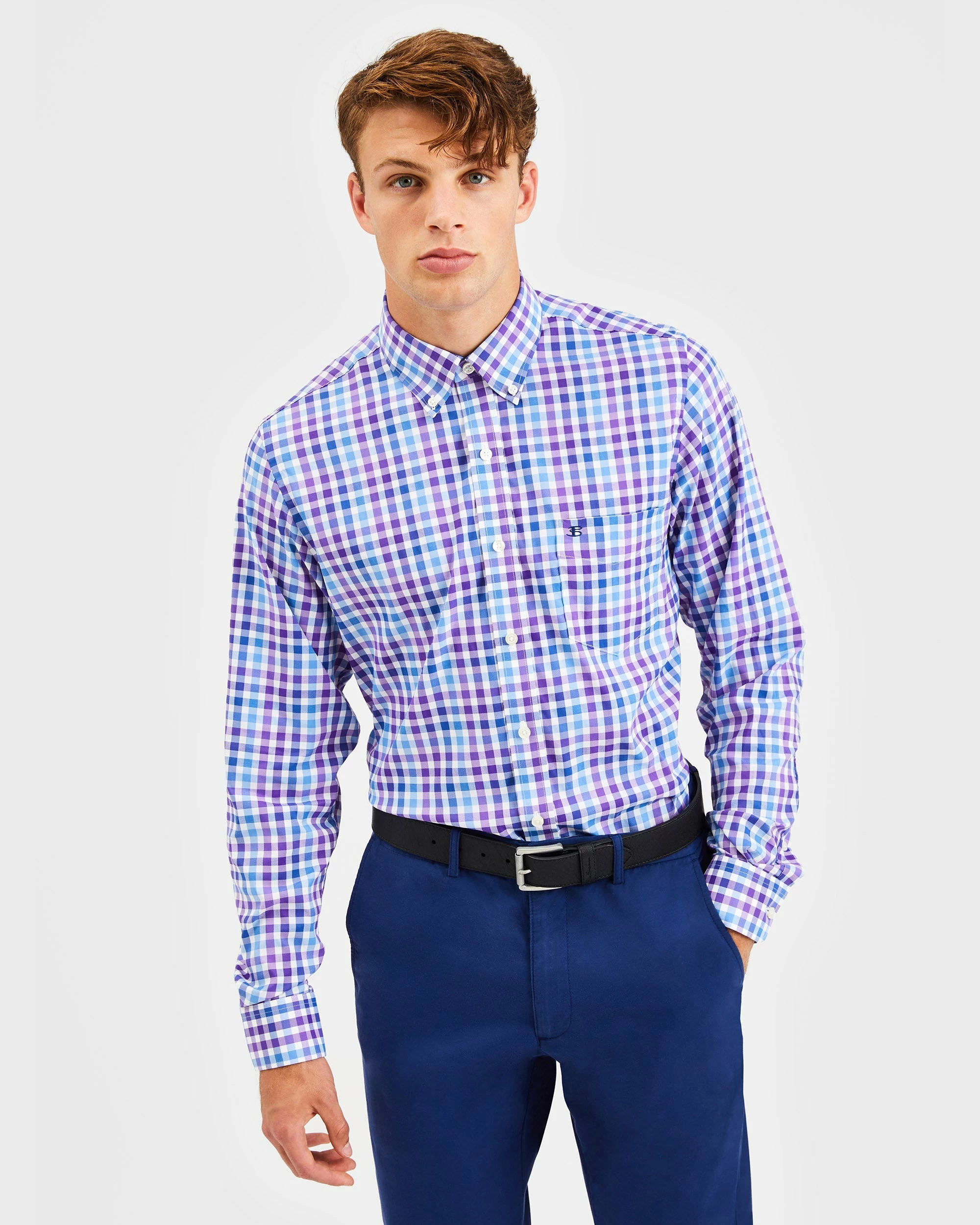 Custom Performance Gingham Shirt - Multi Blue & Purple 6 Custom Performance Gingham Shirt - Multi Blue & Purple - Image 6