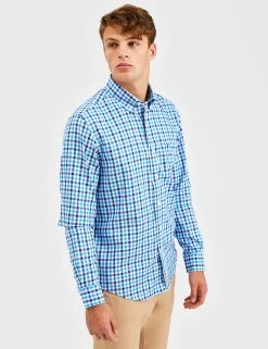 Custom Heritage Gingham Check Shirt - Teal -clothing Shop BS112LS TEAL 1211 6518c296 b8e4 44ed 9d10 8112eb023d6e