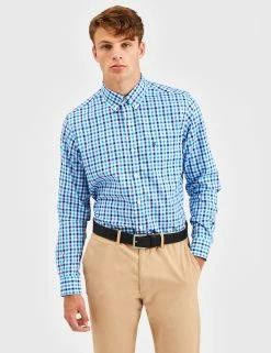 Custom Heritage Gingham Check Shirt - Teal -clothing Shop BS112LS TEAL 1238 eb5196b5 e3e9 4b2f 8257 ae185334b88f