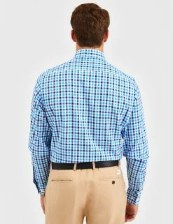 Custom Heritage Gingham Check Shirt - Teal -clothing Shop BS112LS TEAL 1256 2134d30c c72e 4b6d a10c c9ed04f90844