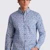 Floral Print Long-Sleeve Shirt - Blue