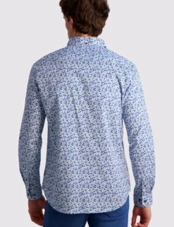 Floral Print Long-Sleeve Shirt - Blue 5 Floral Print Long-Sleeve Shirt - Blue -clothing Shop BS13LW113 BLUE 2 kllngj