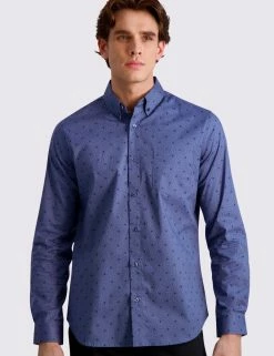 Dot Print Long-Sleeve Shirt - Insignia Blue