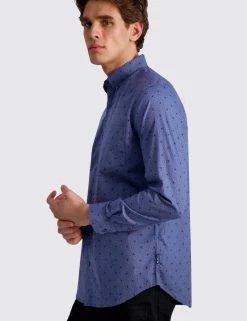 Dot Print Long-Sleeve Shirt - Insignia Blue -clothing Shop BS13LW293 INSIGNIA 3 wcjkdb