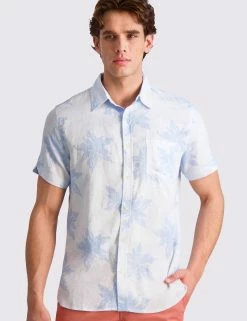Exploded Flower Print Shirt - Light Blue