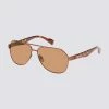 Alfie Polarized Aviator Eco-Green Sunglasses - Matte Brown