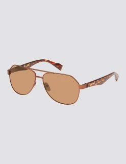 Alfie Polarized Aviator Eco-Green Sunglasses - Matte Brown