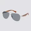 Alfie Polarized Aviator Eco-Green Sunglasses - Light Grey