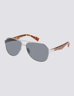 Alfie Polarized Aviator Eco-Green Sunglasses - Light Grey