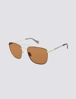 Barking Polarized Aviator Square Eco Sunglasses - Gold