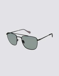 Barking Polarized Aviator Square Eco Sunglasses - Black