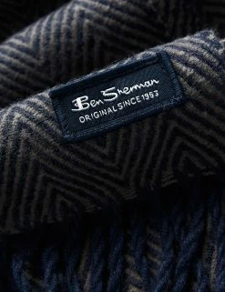 Men's Herringbone Scarf - Navy Blazer/Odyssey Grey -clothing Shop BSS171 NAVYBLAZER 76613