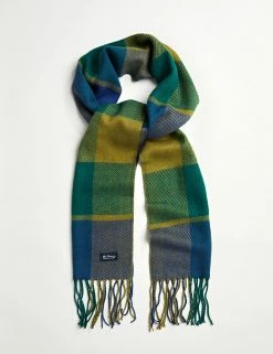 Men's Woven Plaid Scarf - Blue Depths/Rainforest