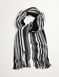 Men's Rochelle Knit Scarf - True Black/Granite Grey/Silver Bullet/Bright White
