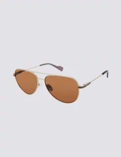 Shaftesbury Polarized Oversized Aviator Eco Sunglasses - Gold