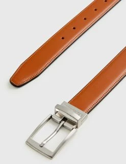 Men's Reversible Vegan Leather Belt - Brown/Black