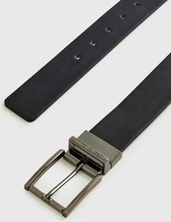 Men's Reversible Vegan Leather Belt - Black