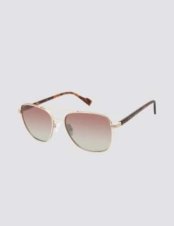Walbrook Polarized Aviator Square Eco Sunglasses - Gold