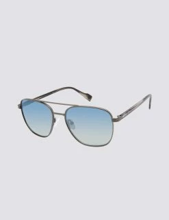Walbrook Polarized Aviator Square Eco Sunglasses - Gunmetal/Blue