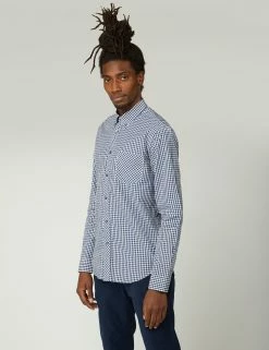 Signature Long-Sleeve Gingham Shirt - Dark Blue -clothing Shop BS 0059141 026 A NOTAB