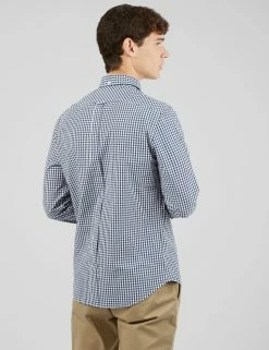 Signature Long-Sleeve Gingham Shirt - Dark Blue -clothing Shop BS 0059141 026 C
