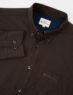 Signature Long-Sleeve Gingham Shirt - Cocoa -clothing Shop BS 0059141 029 E scaled